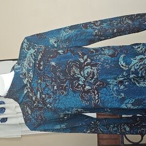 Mirasol Blue and Black Floral Button Down Shirt